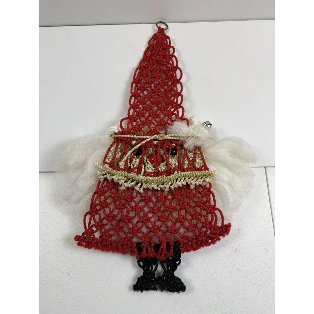 VTG Santa Claus Christmas Decoration 1970s‎ Macrame Wall Hanging 20 